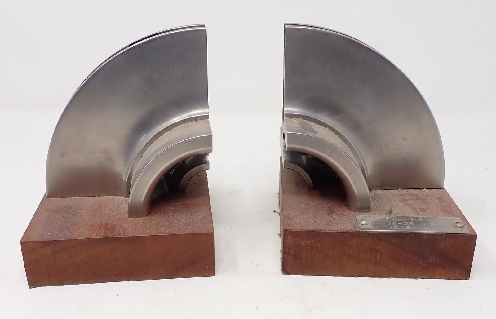 Machined Bookends: Apprx 5" x 4 1/2" x 5 5/8"