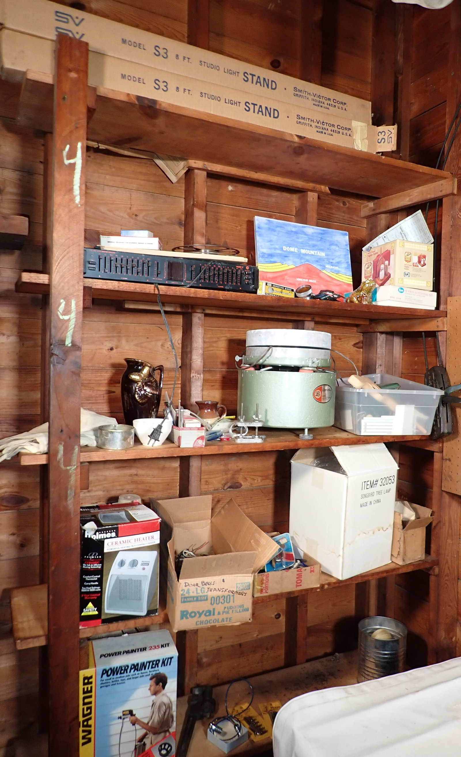 Contents of Shelving: Boat control hanging on wall is not included. Must take all & NO SHIPPING !
