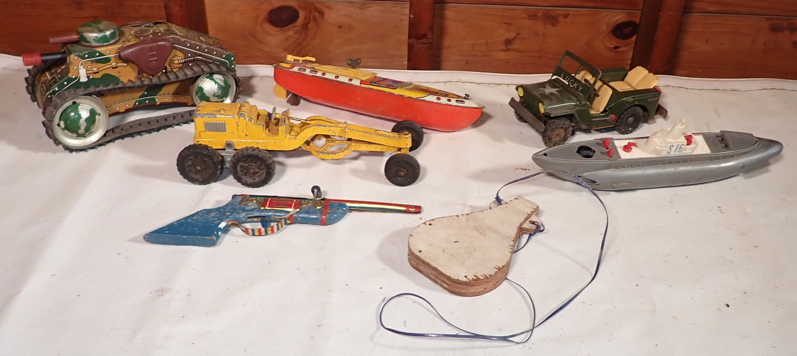 Windup Army Tank Boat & Misc Toys (1 of 8)