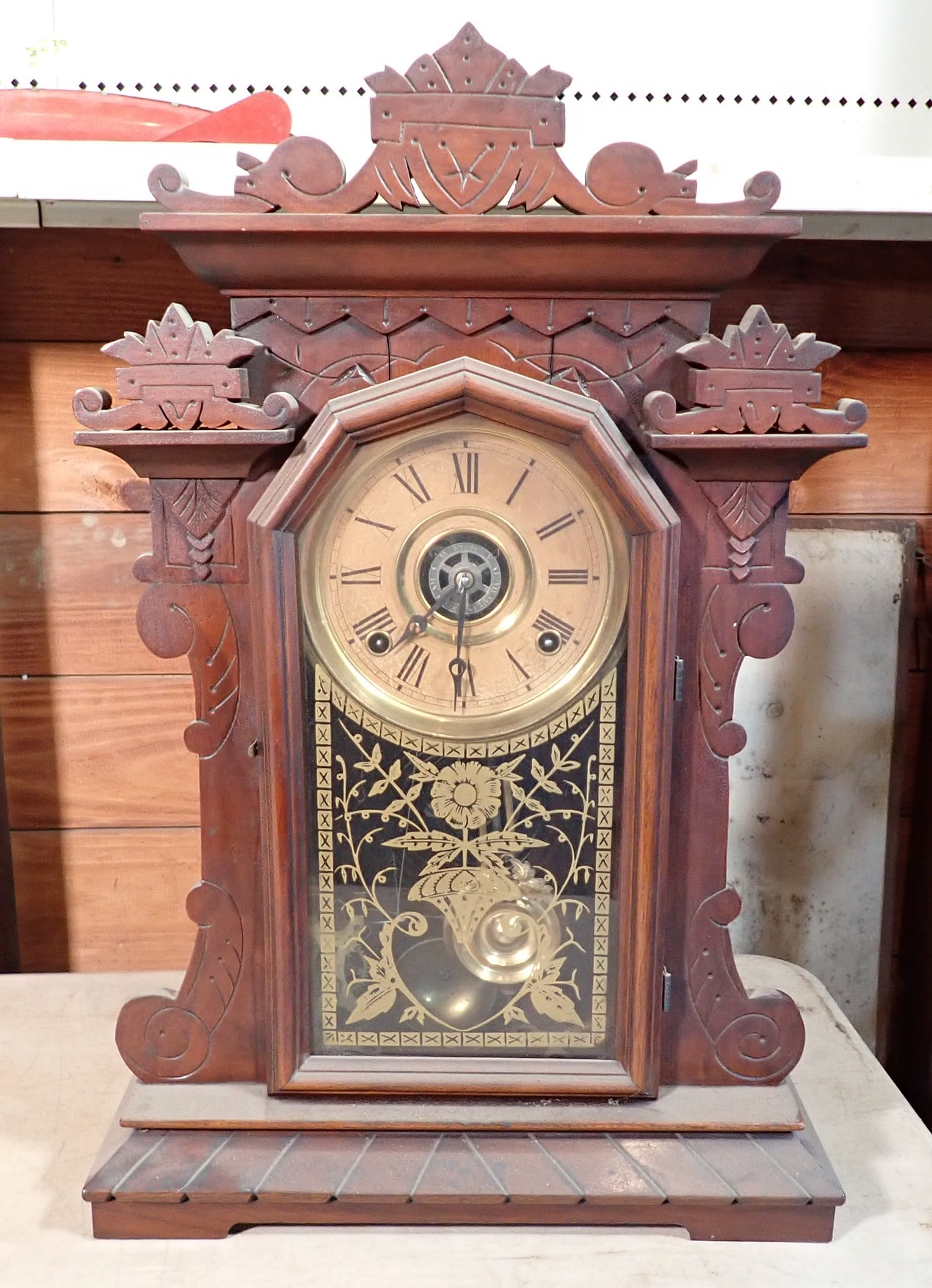 Mantle CLock: Approx 14 3/8" x 21 1/2" tall