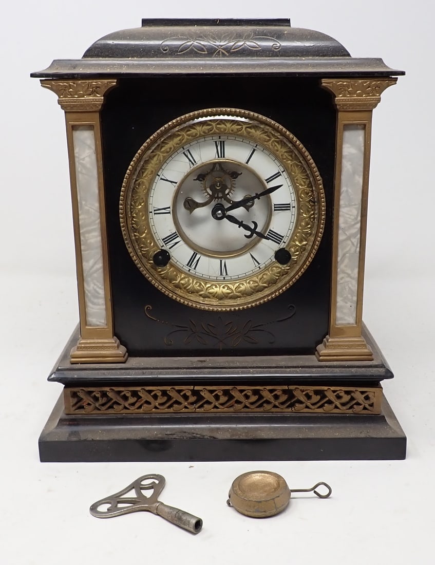 Mantle Clock: Apprx 4 3/4" x 9 1/2" x 11 1/4" tall.