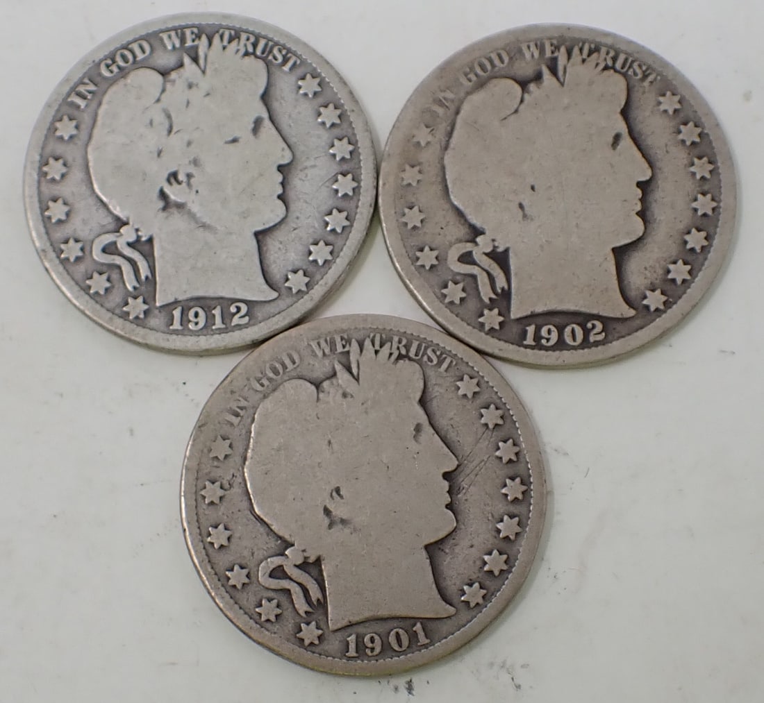 1901 1902 1912 Silver Half Dollars (1 of 2)