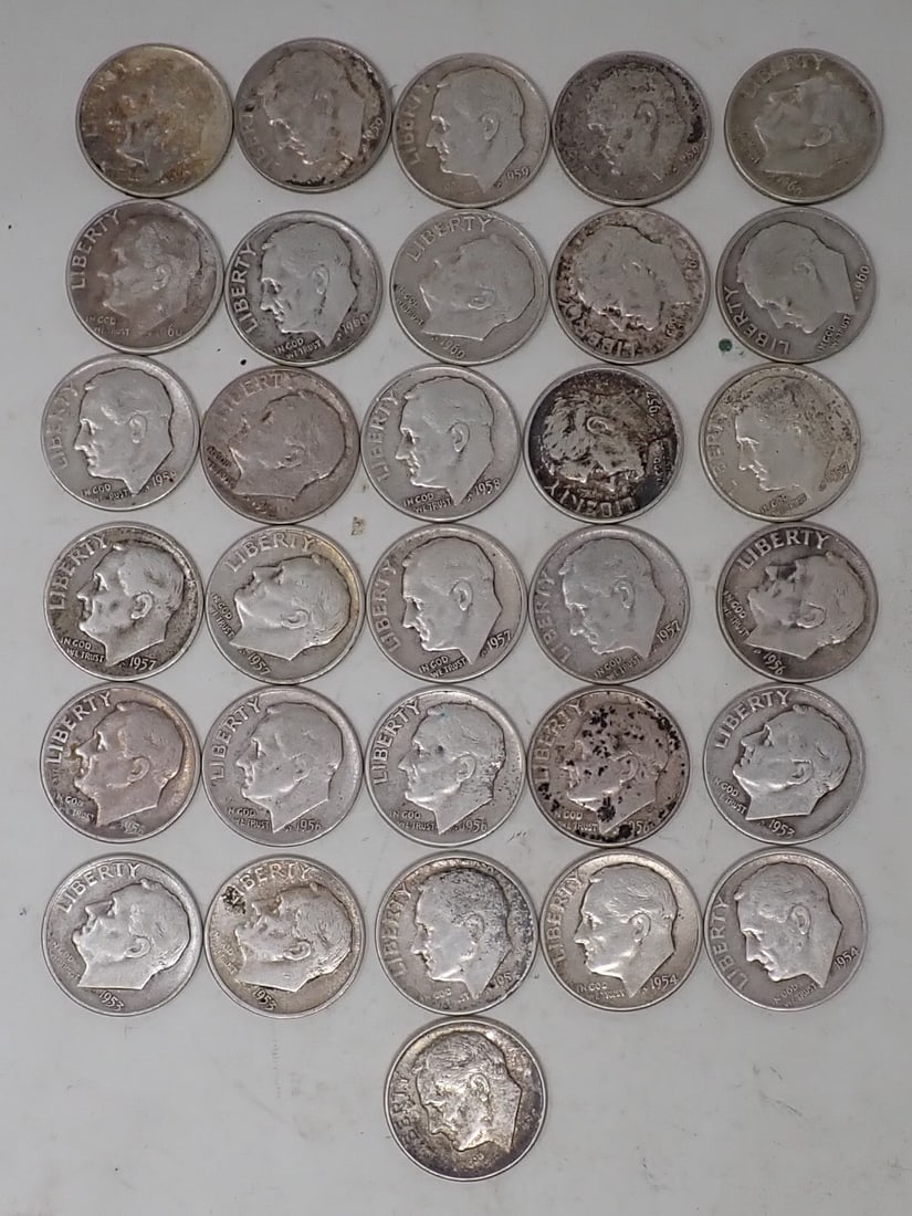 1950's & 60's Roosevelt Silver Dimes (1 of 5)