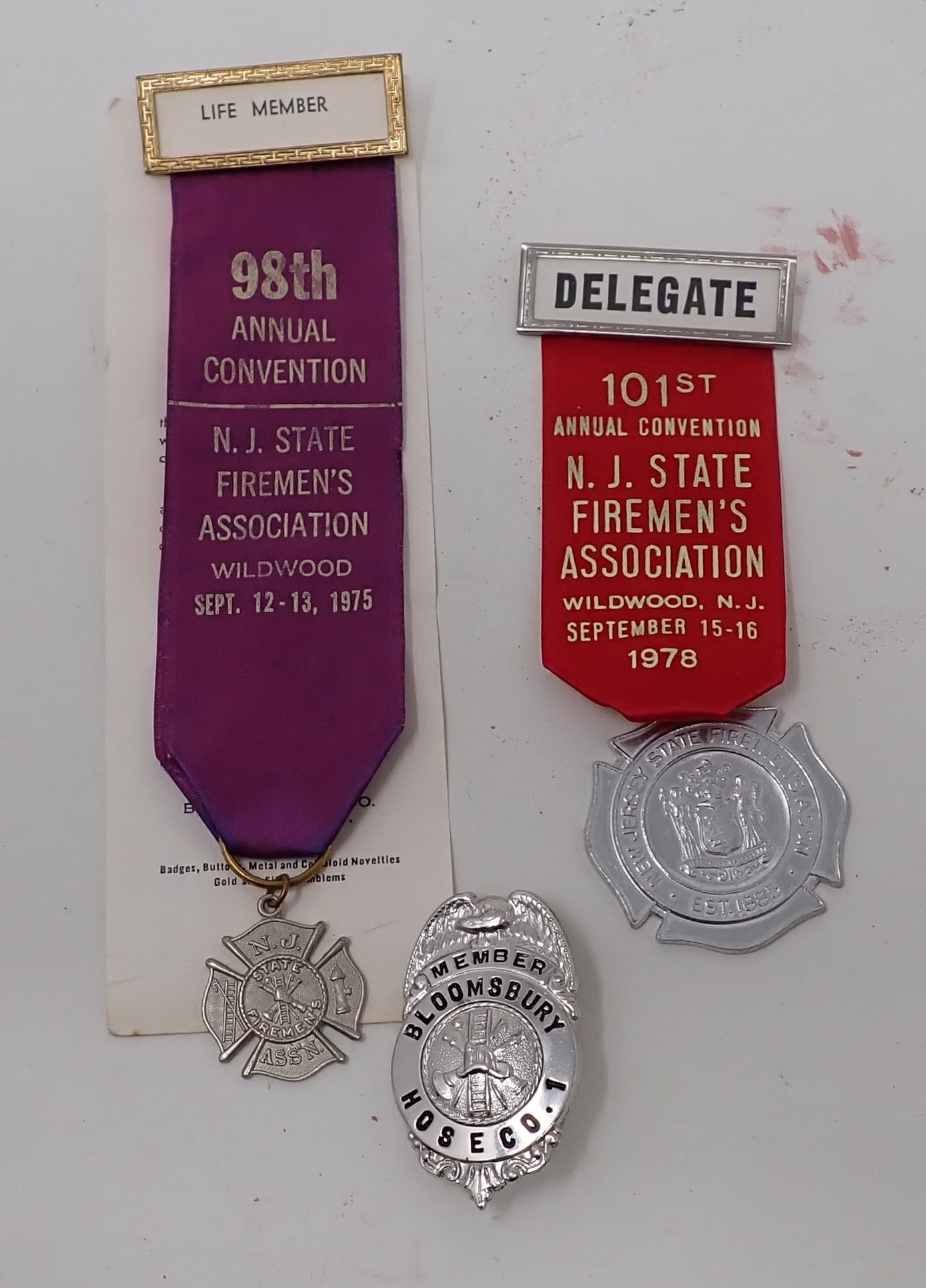 Bloomsbury NJ & Firemens Convention Badges (1 of 3)