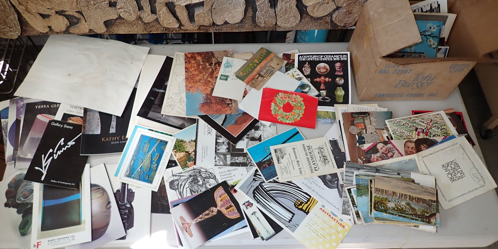 Art / Sculpture Ephemora & Vintage Postcards: Getting all on table.