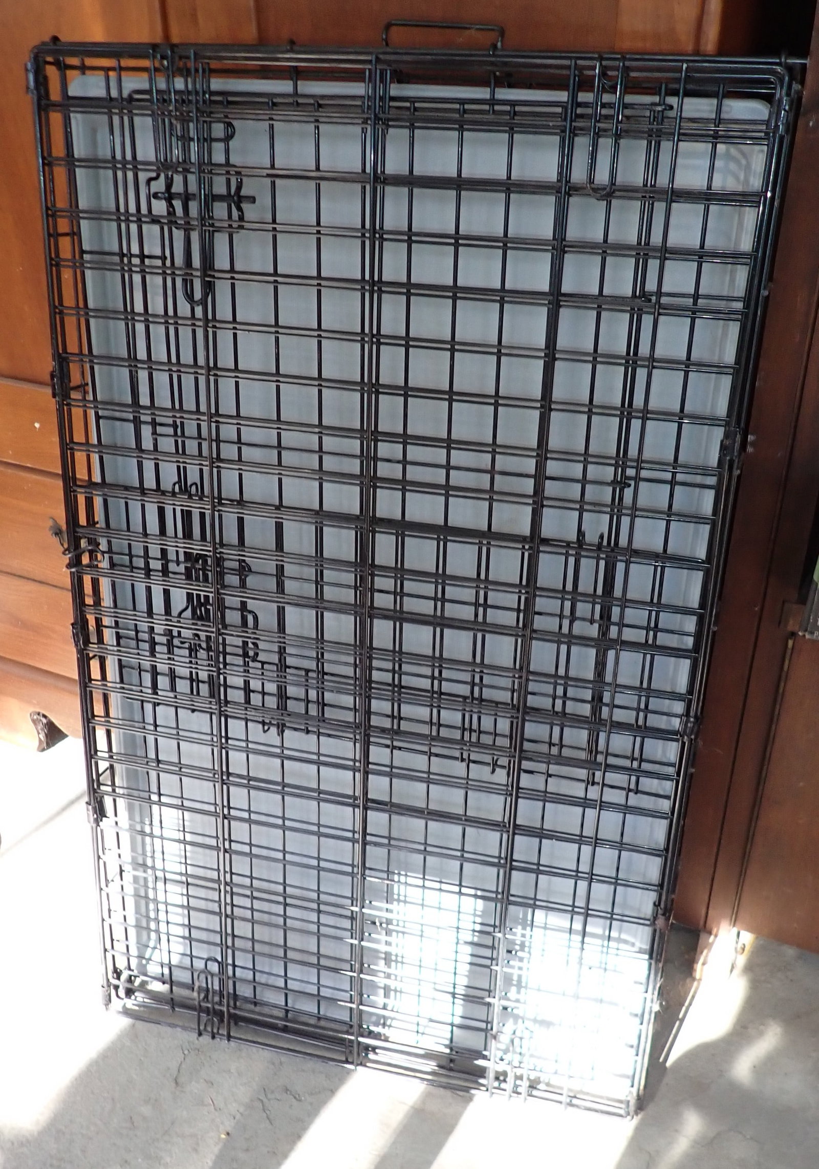 Animal Crate: Approx 22 1/2" x 36" . We did not open it to get height. Sold as pictured