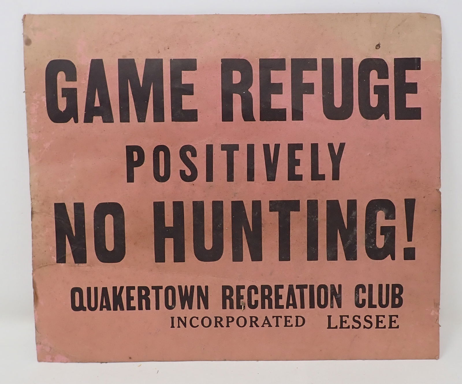 Quakertown Recreation Club Game Refuge Sign (1 of 1)