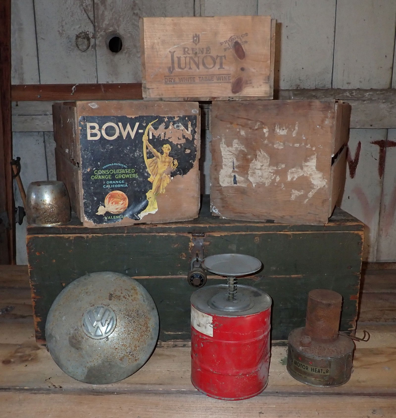 Toolbox in Green Paint Wood Crates Auto Heater (1 of 5)