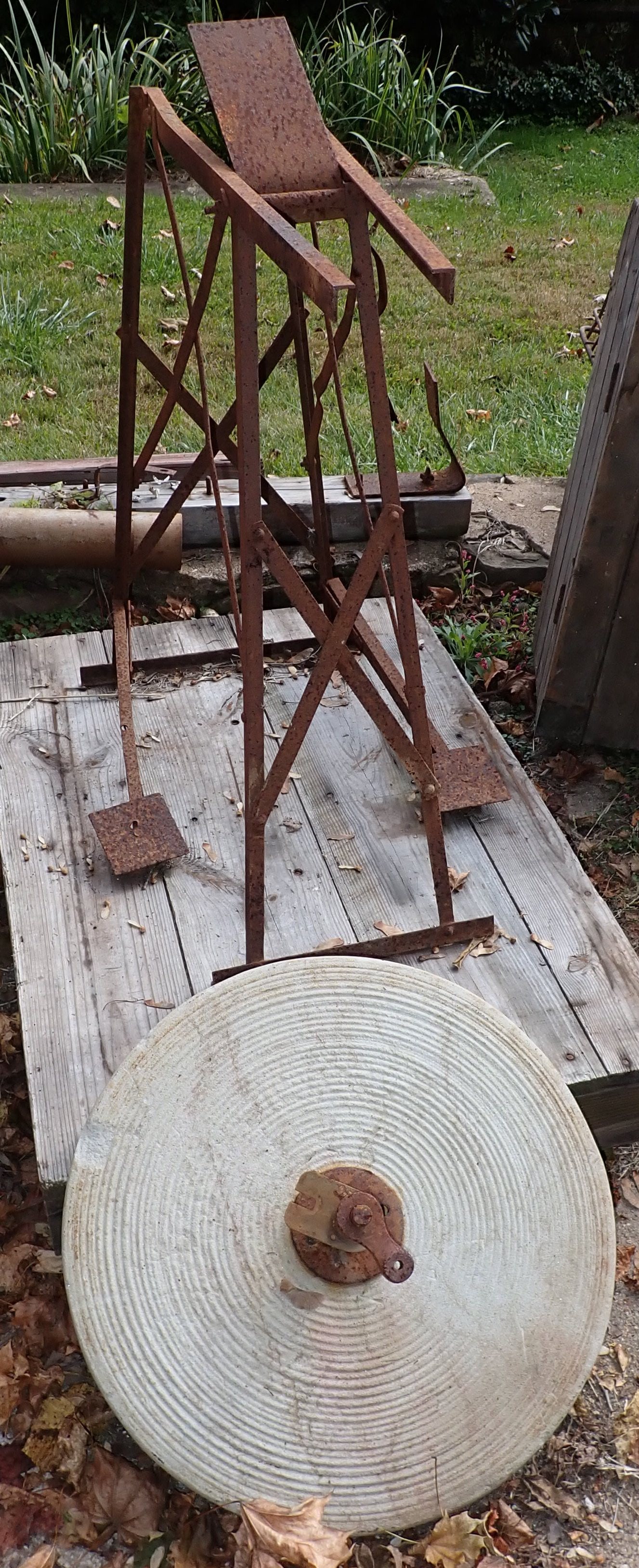 Grinding Stone: Stone is approx 2" x 19" in diameter. NO SHIPPING