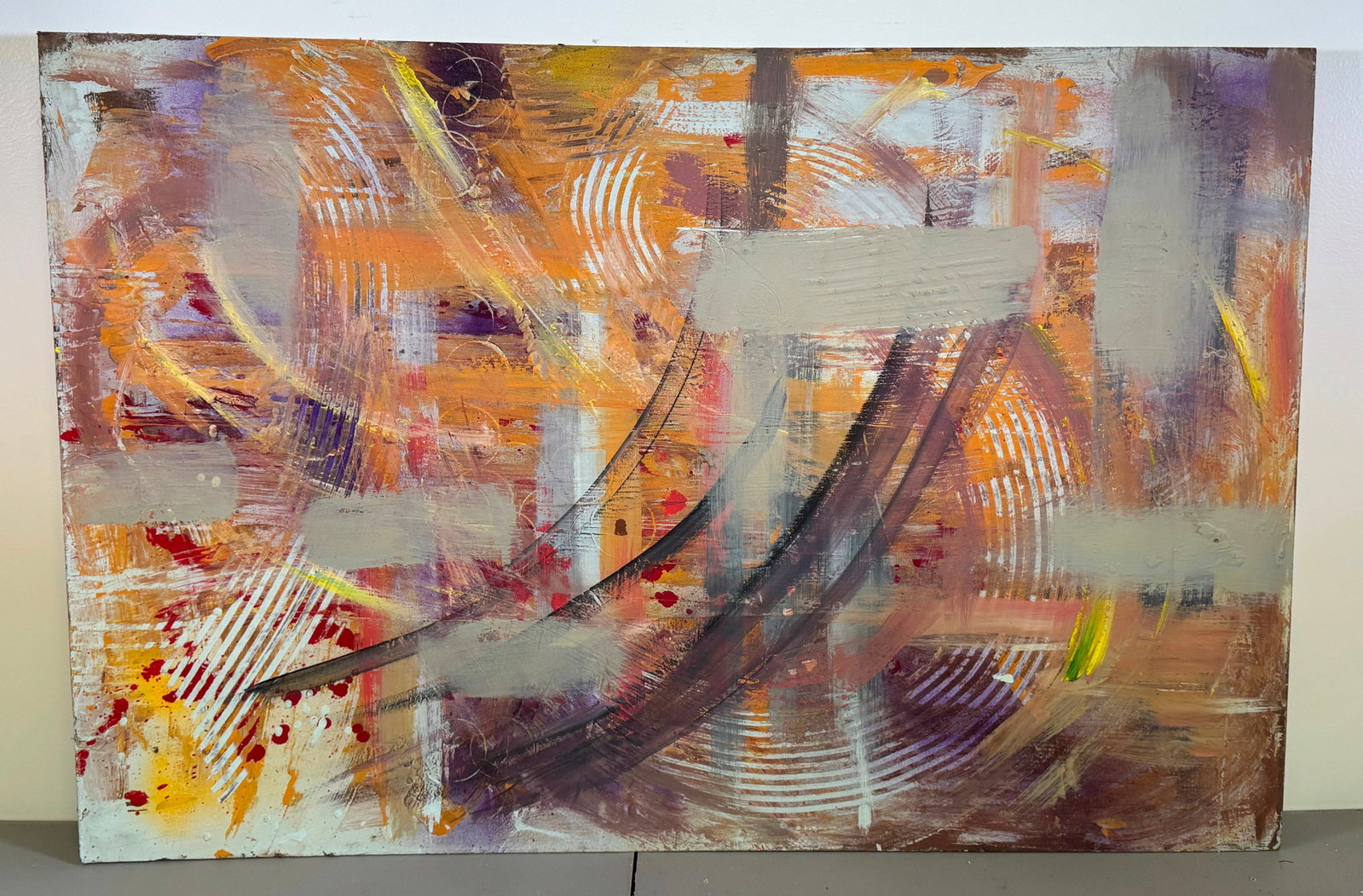 John Reilly Abstract Oil Painting on Board: Approx 32" x 48". If being shipped, please contact The Local UPS Store BEFORE bidding, to get a shipping quote. Their number is (908)213-6838 & select option 5. Or email store5528@theupsstore.com.