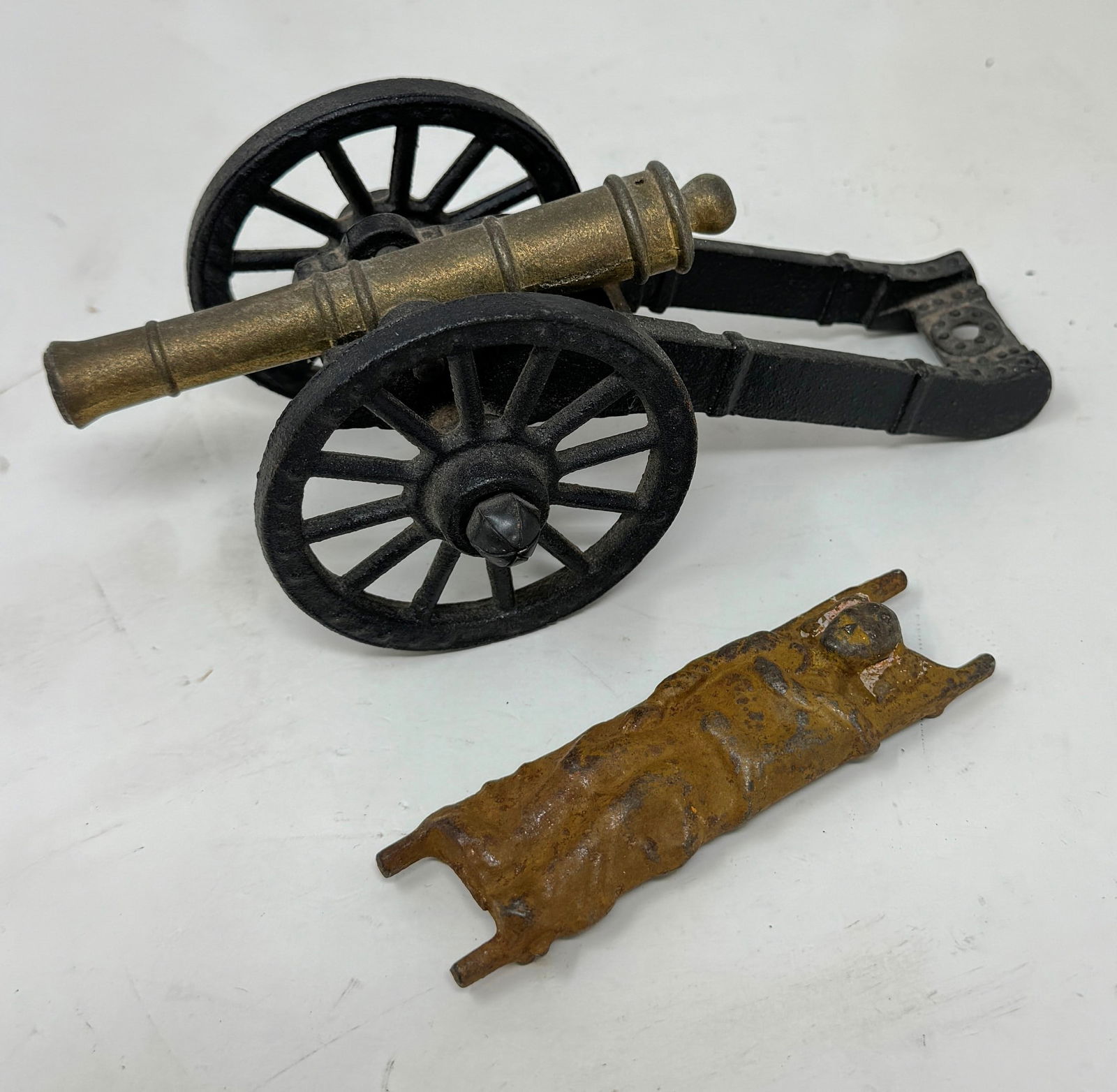 Cast Iron Wounded Soldier & Penncraft Cannon (1 of 3)