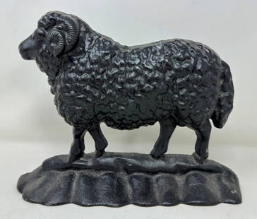 Cast Iron Sheep Doorstop: Approx 9 1/2" x 7 1/4" tall