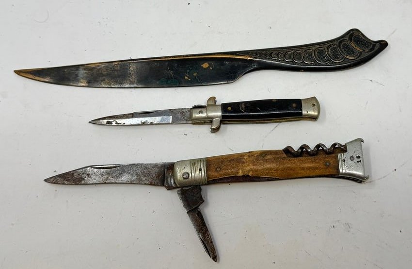 Pocket Knives and Letter Opener: Longest knife is approx 4 1/4" long ( closed)