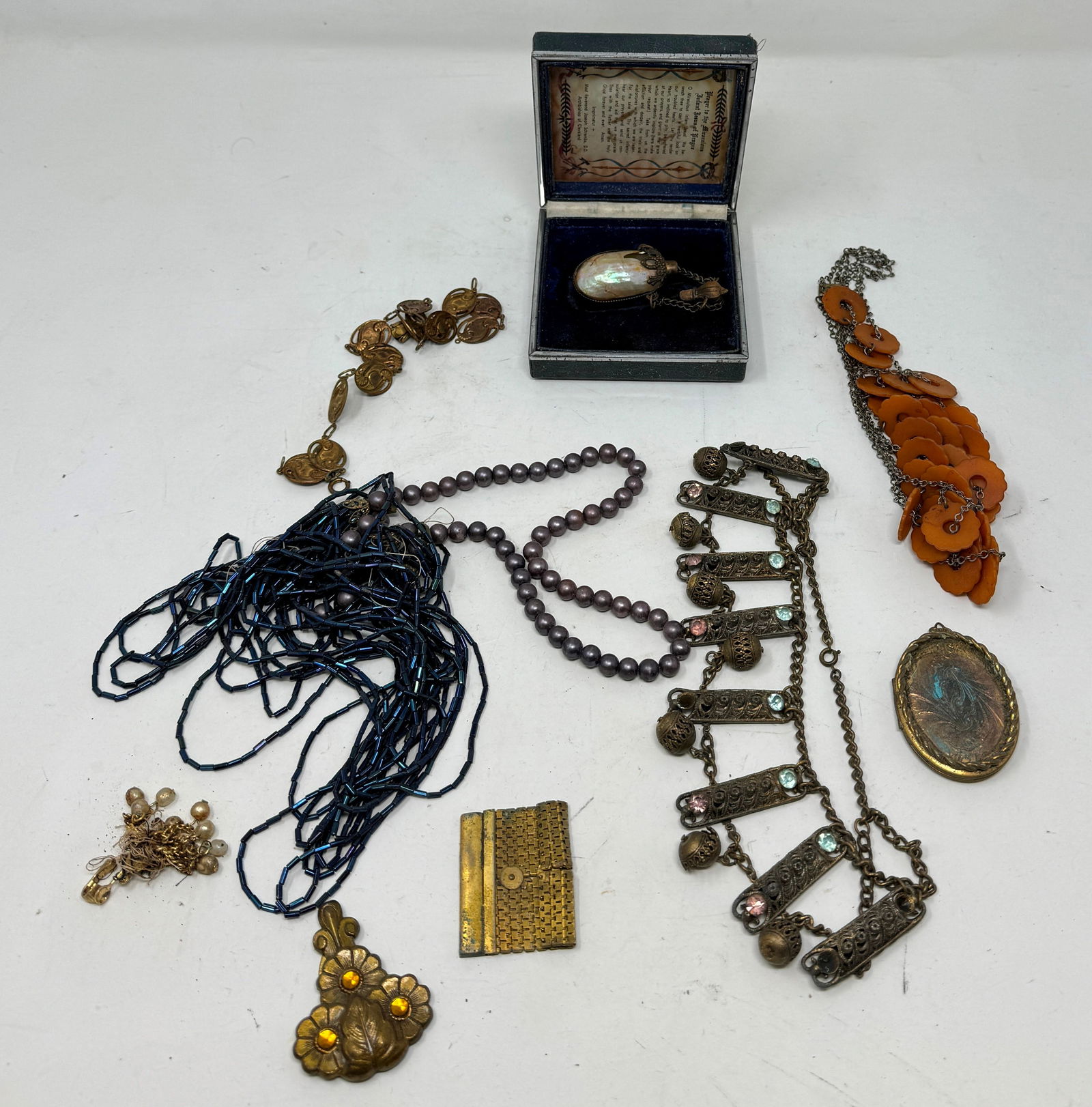 Religious Mother of Pearl Bottle Misc Jewelry (1 of 8)