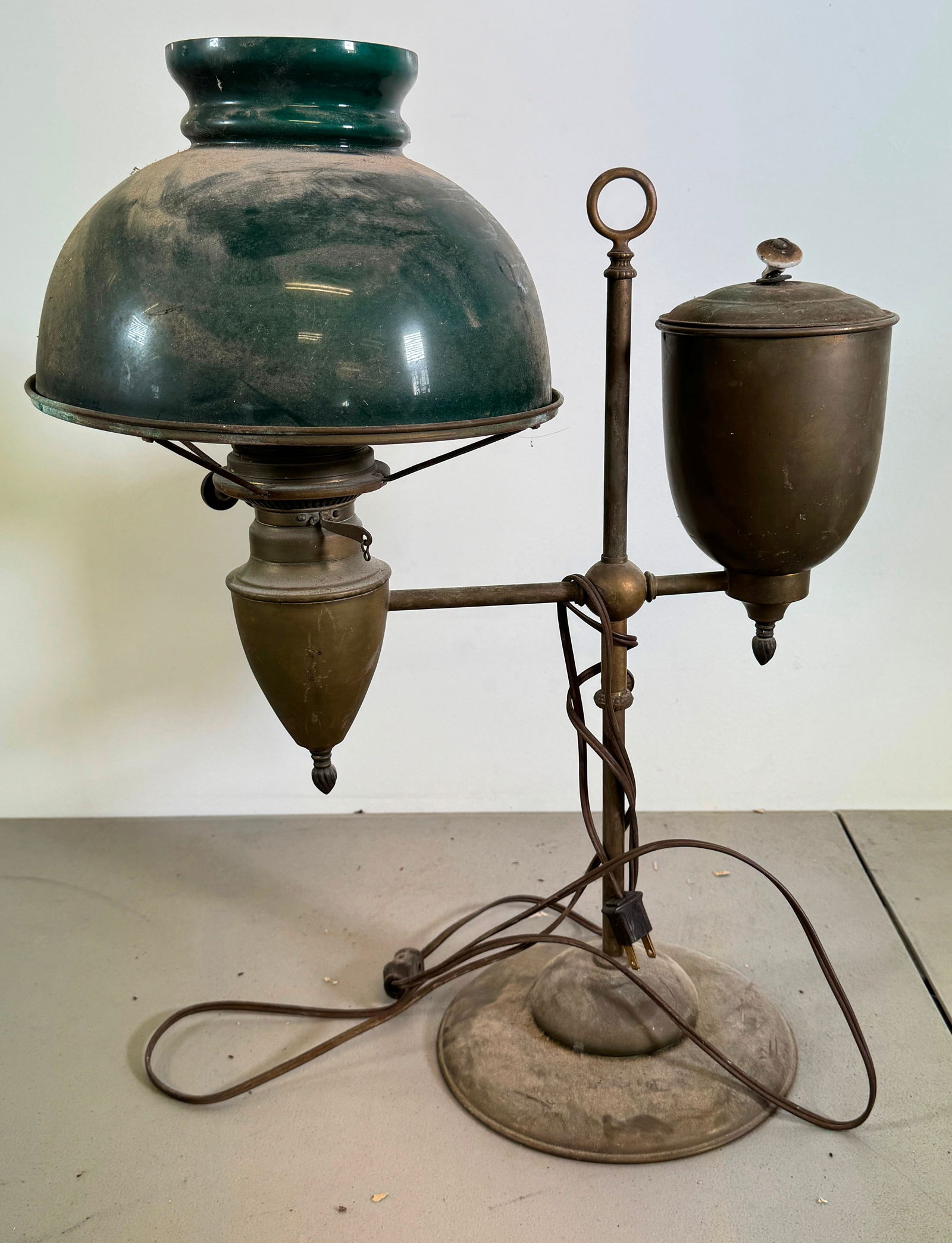 Brass Student Lamp w/ Cased Shade (1 of 3)