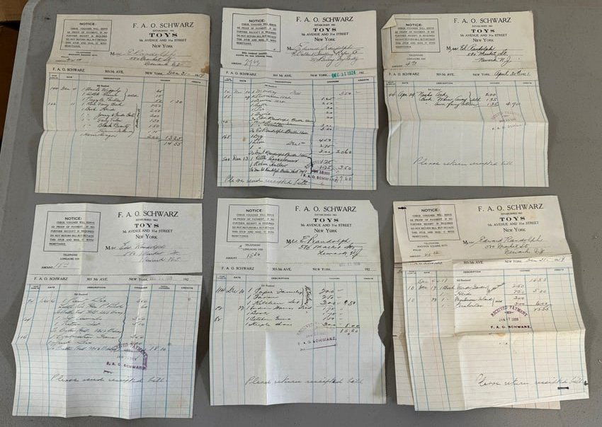 Early 1900's FAO Schwarz Toys Bill Heads (1 of 8)