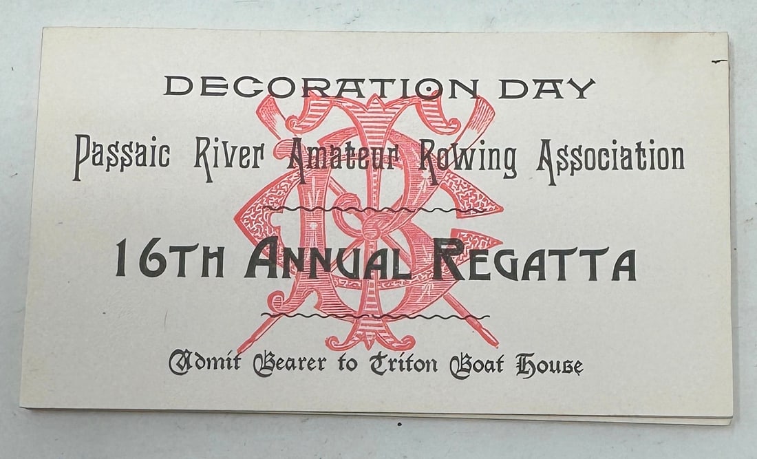 5 Passaic River Amateur Rowing Association Tickets: 16th Annual Regatta - Triton Boat House Tickets , approx 2" x 3 5/8". You are getting 5 in this lot