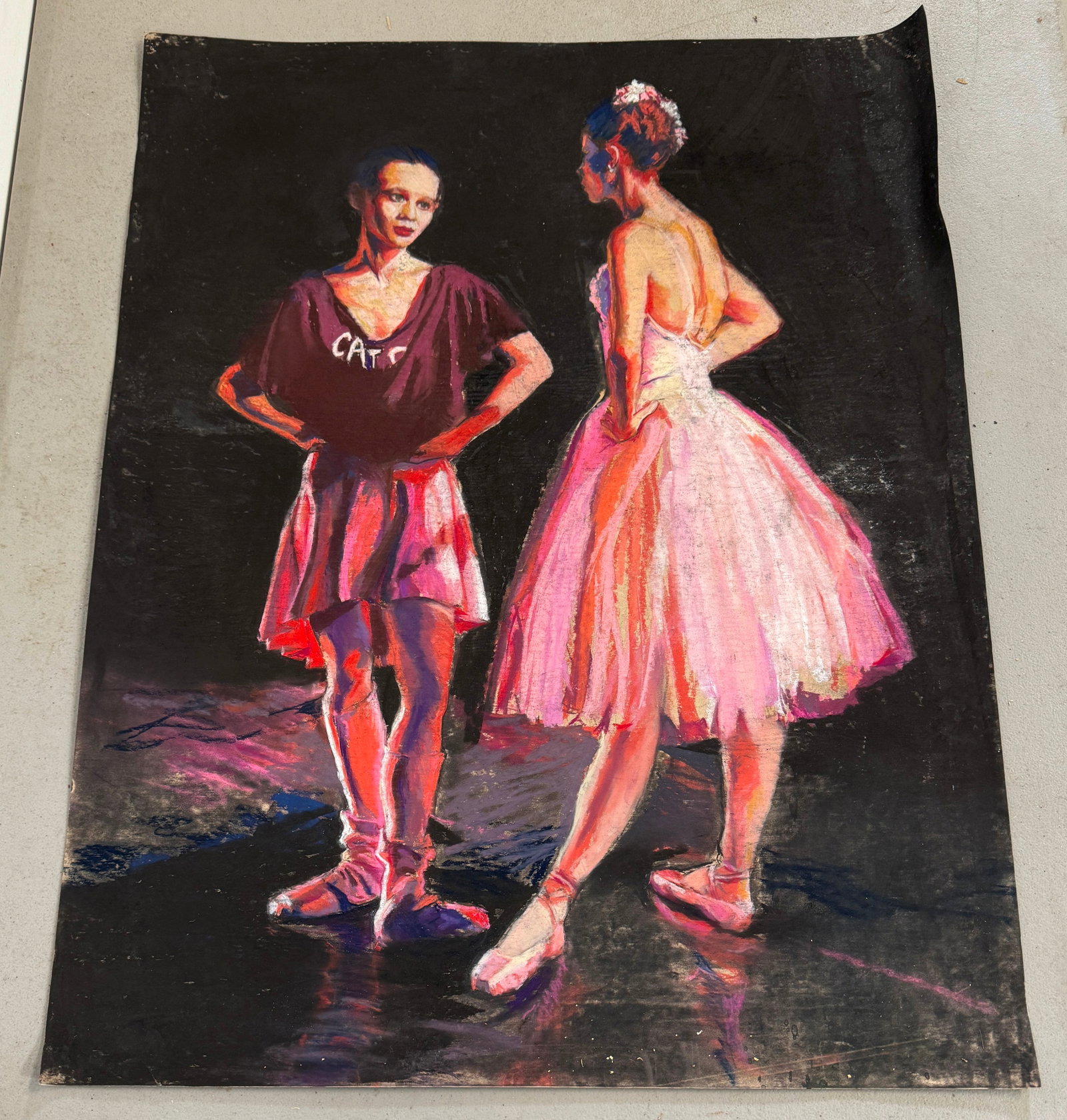 Rhoda Yanow Cats Dancers Pastel Art: Apprx 22"X 28"
