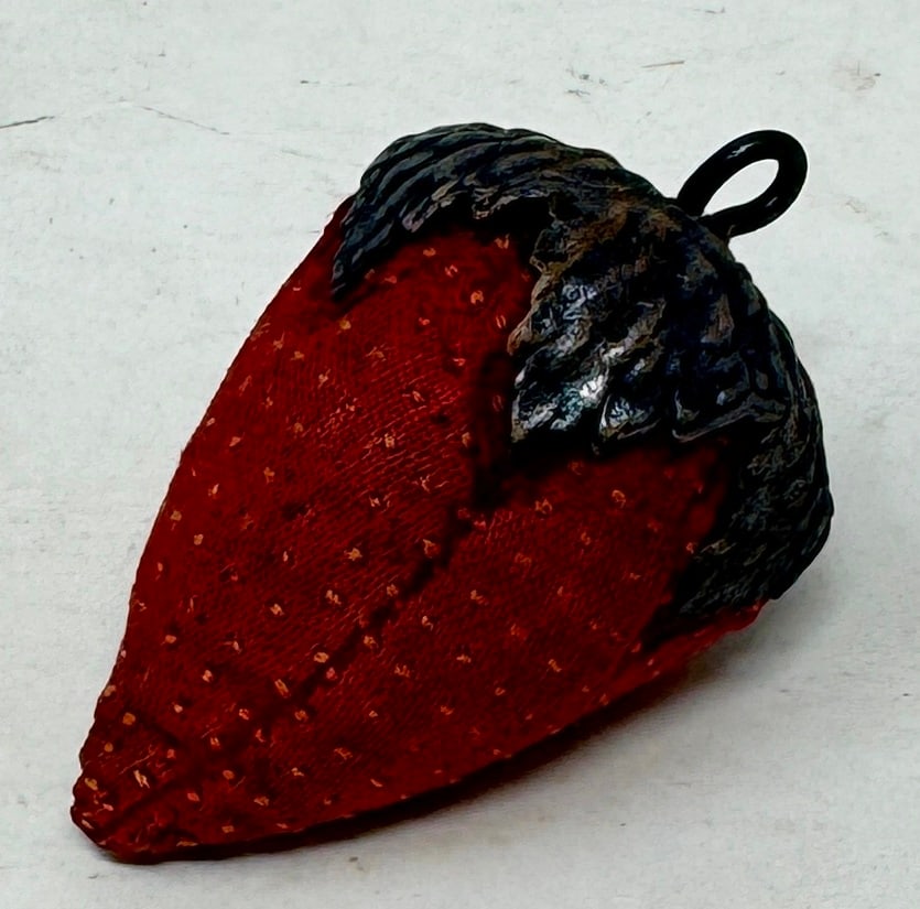 Strawberry Pin Cushion w/ Sterling Silver Top (1 of 2)