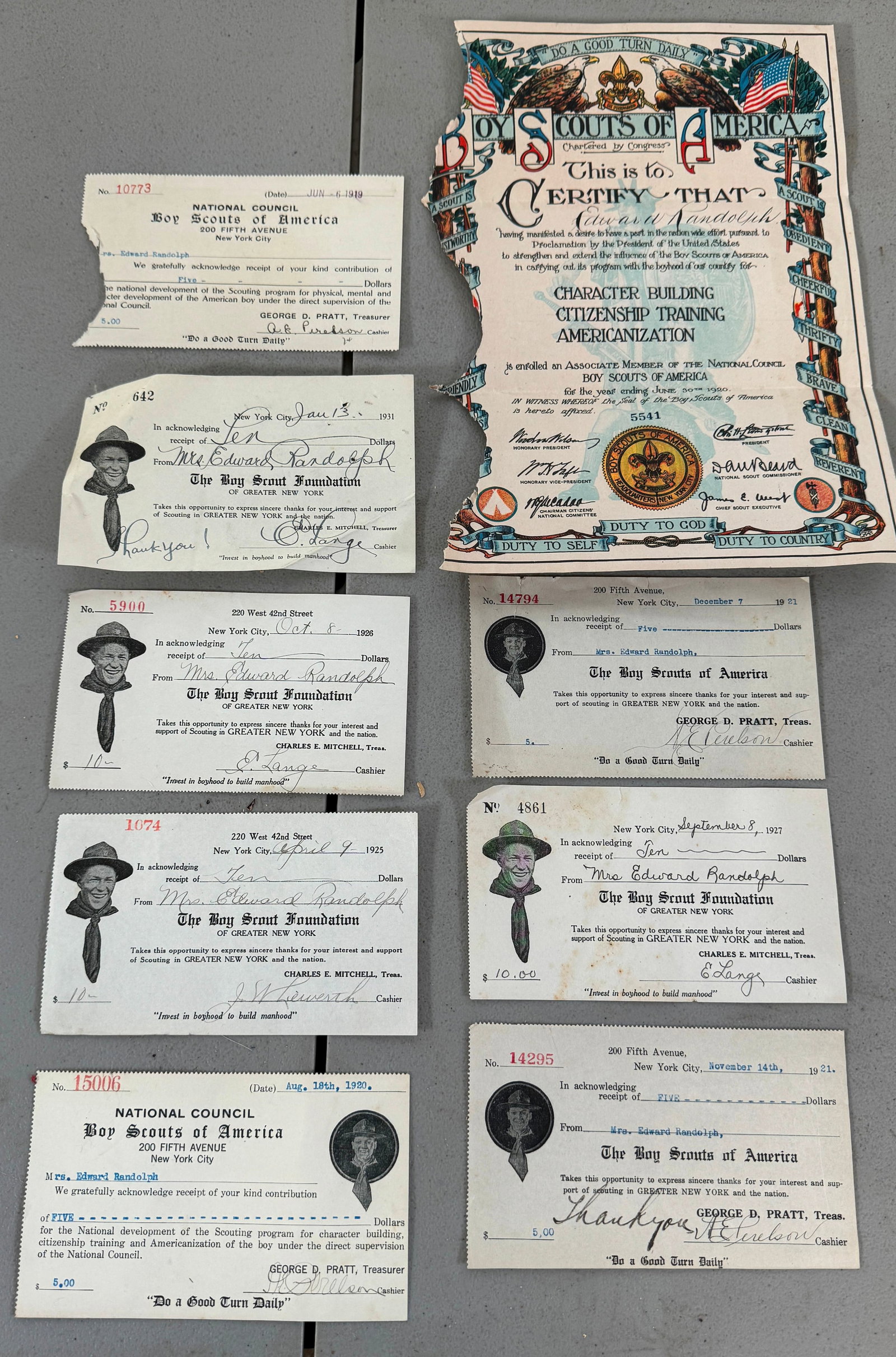 Boy Scout Foundation Receipts: Getting all pictured