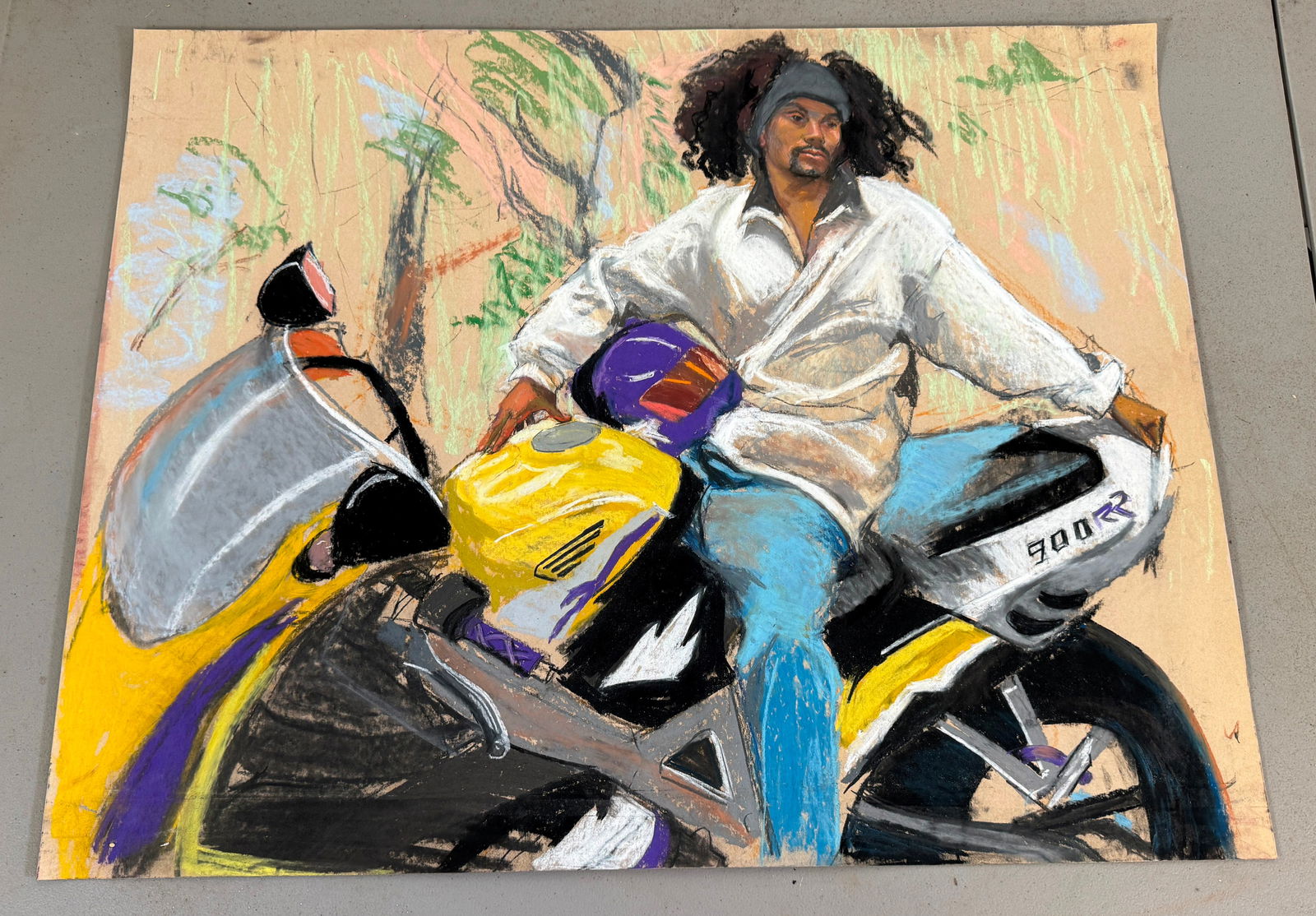 Rhoda Yanow Road Bike Motorcycle Pastel (1 of 1)