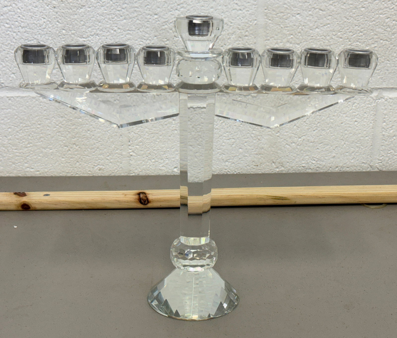Crystal Menorah Candle Holder: Approx 13 3/4" x 12" tall
