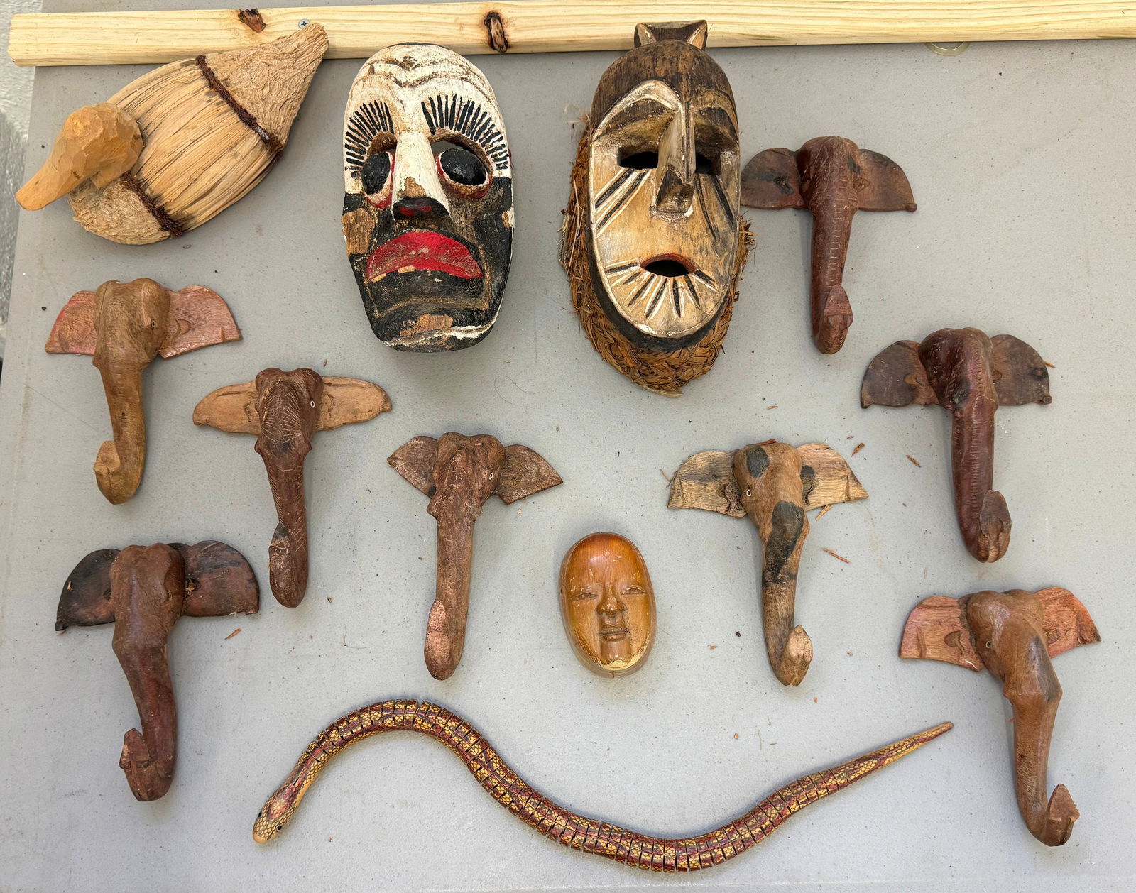 Wooden Tribal Masks Pier 1 Elephant Wall Plaques (1 of 3)