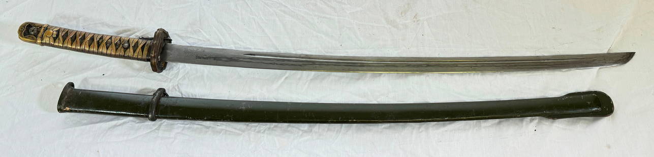 Japanese Katana Samurai Sword: Low Rank Field Officer sword is approx 35 1/2" long