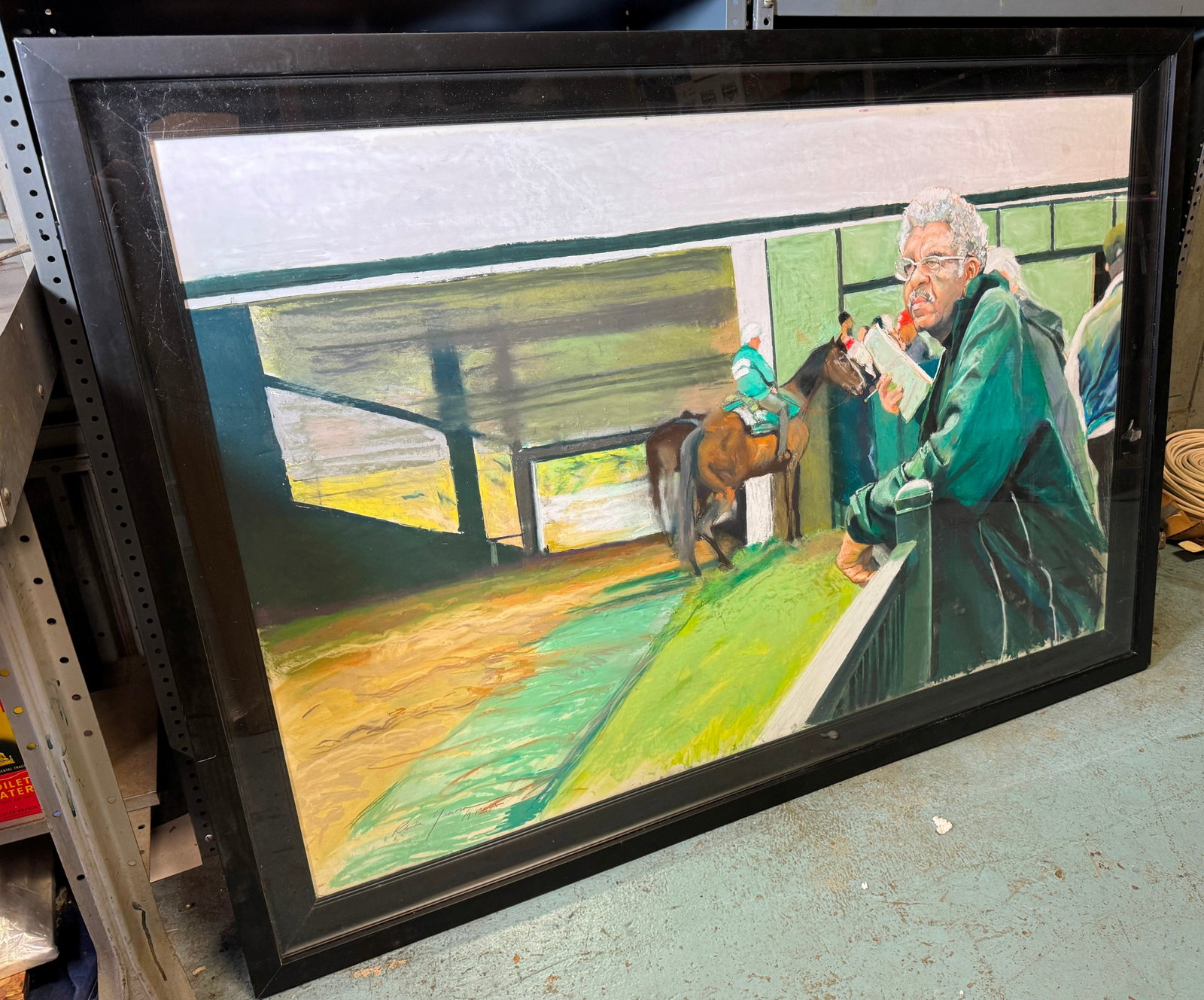 Rhoda Yanow Horse Racing Pastel Art: NO shipping ! Approx 48" x 67".