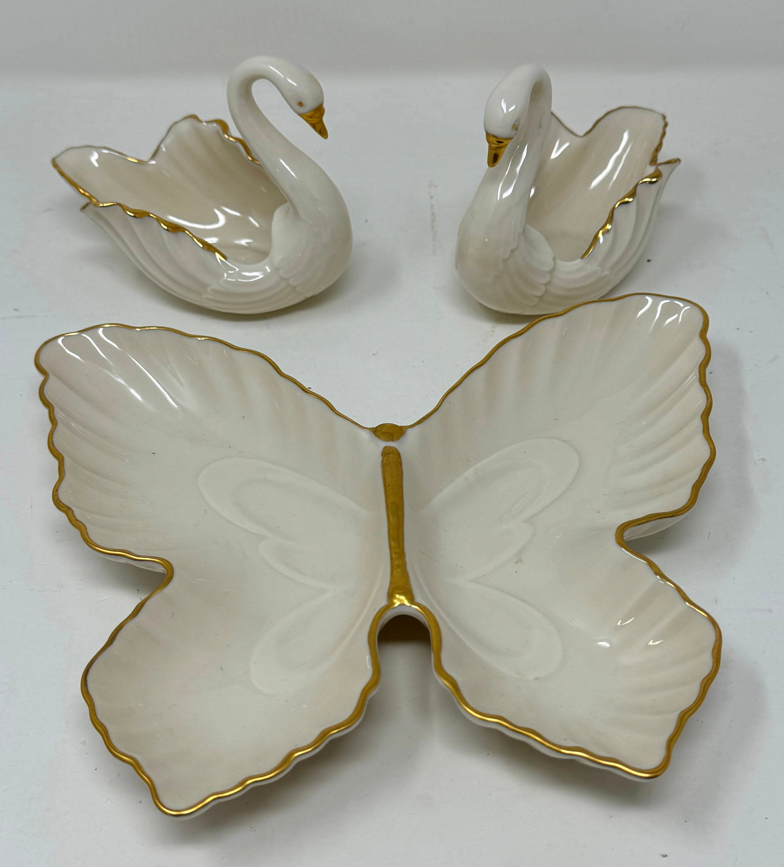 Lenox Swans & Butterfly Dish: Butterfly Dish is approx 8 3/4" x 7 1/2"