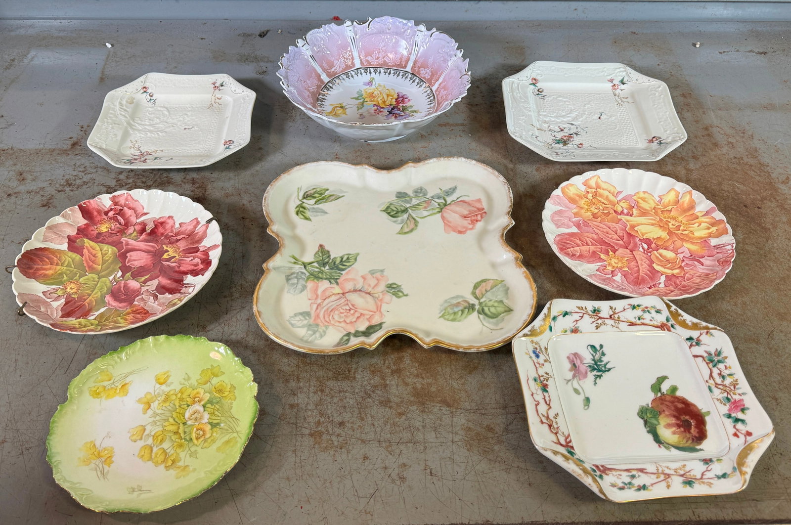 Limoges Tray Napkin Plates & Misc: Large tray is approx 12" x 12 1/4". NO shipping