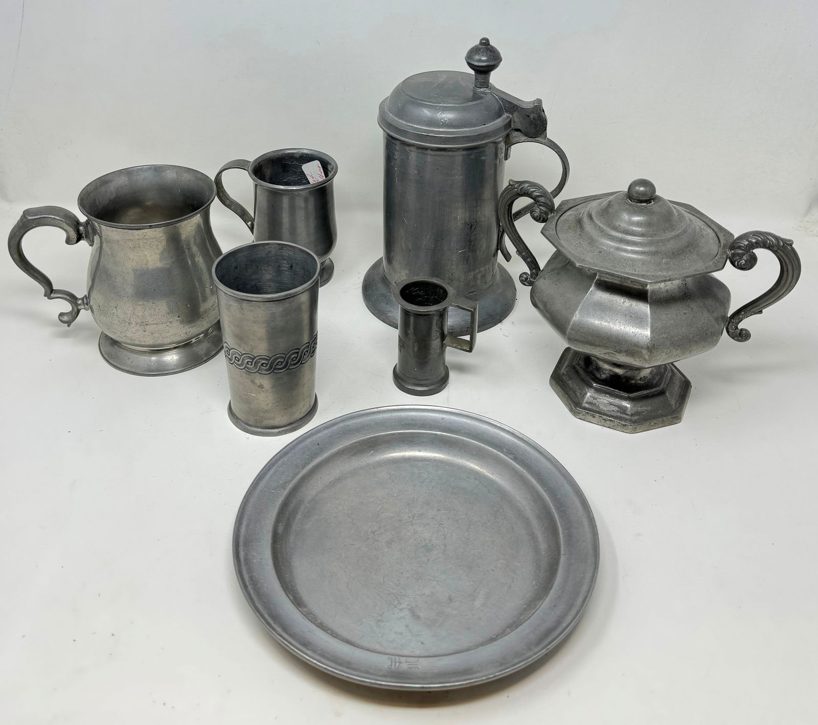 Pewter Steins Sugar Cups & Plate (1 of 4)