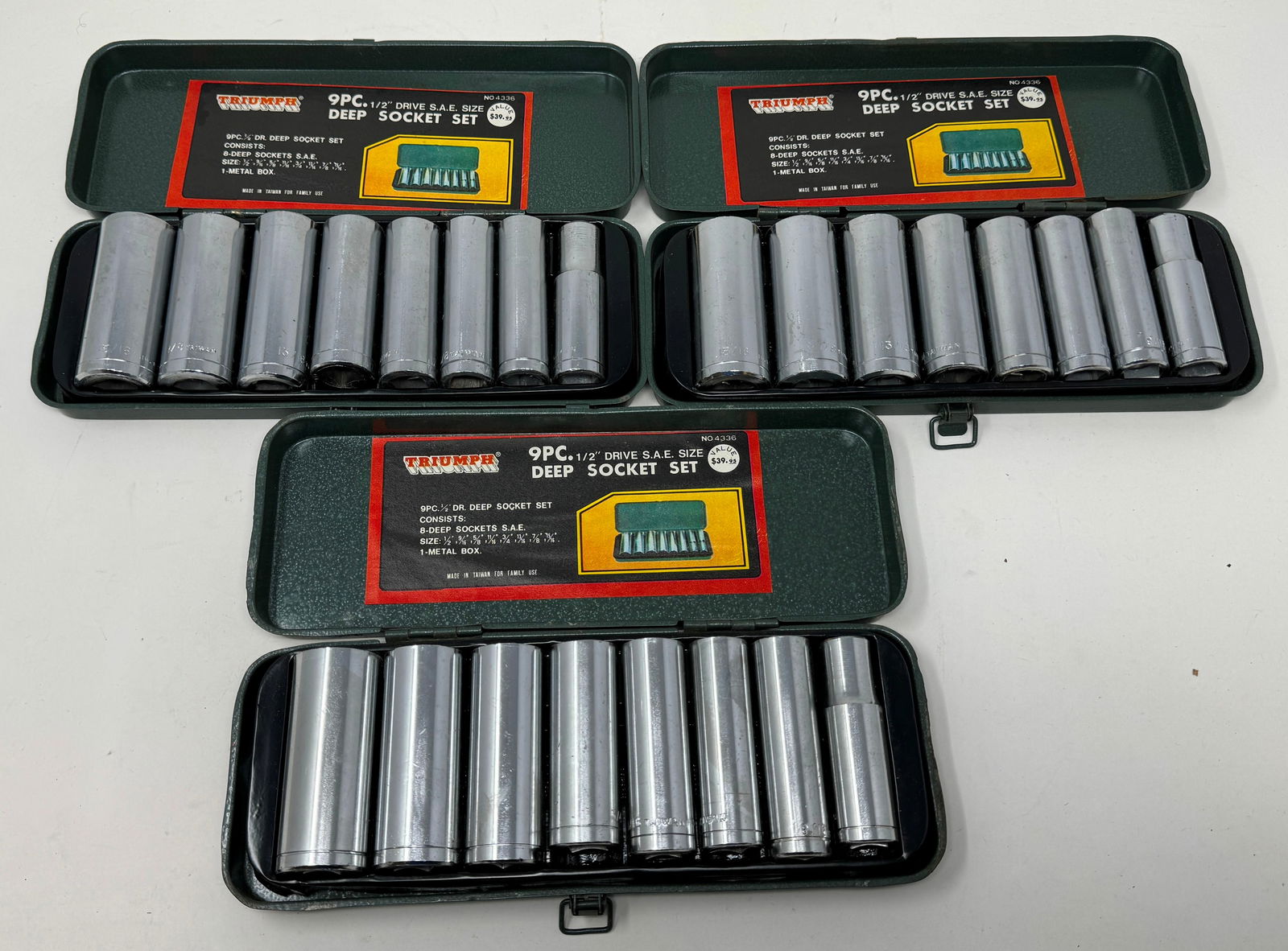 3 Triumph 1/2" Drive Deep Socket Sets (1 of 1)