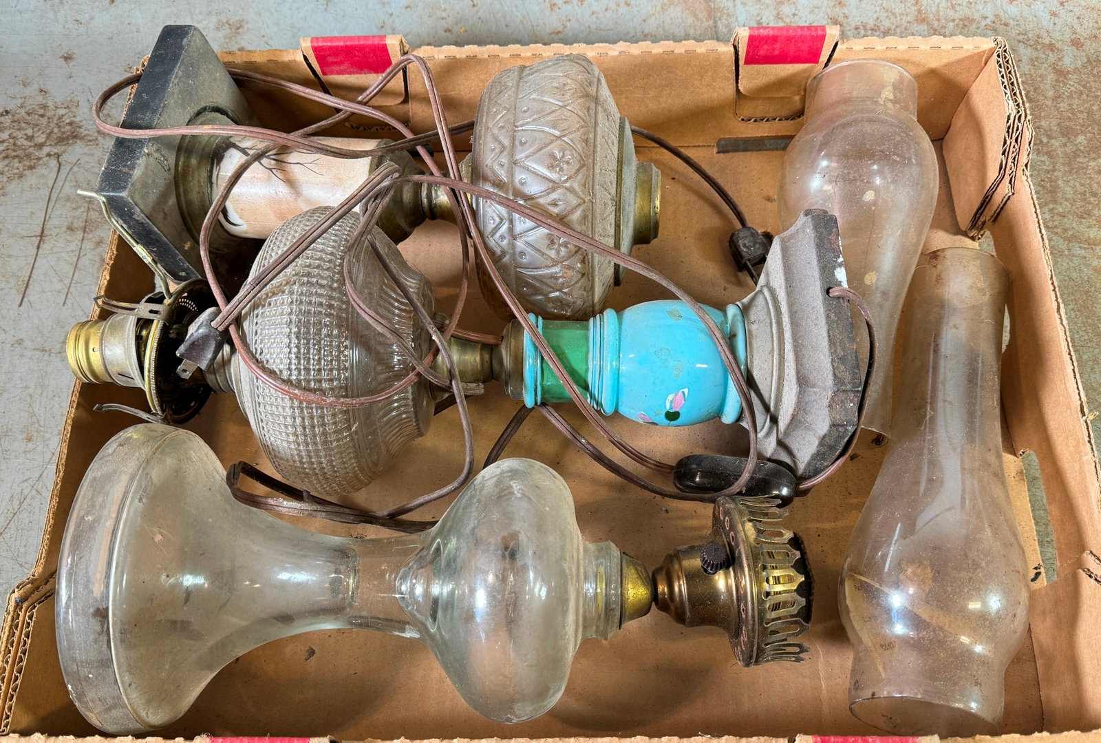 Oil Lamps: Largest is approx 15". NO SHIPPING