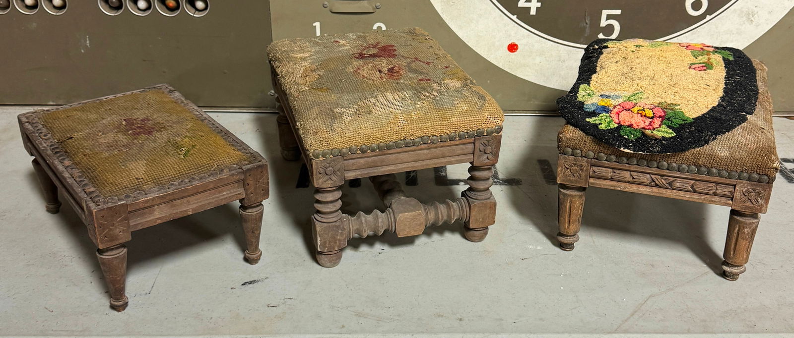 3 Needlepoint Foot Stools (1 of 3)