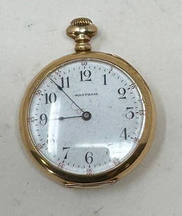 Lady's Waltham 14k Gold Case Pocket Watch: 14K yellow gold monogrammed open face case, missing bow, 15 jewels, movement 8832326, C.S Mfg Co 14K case #859957, size 6S, overall 30.50 dwt, not guaranteed to be running