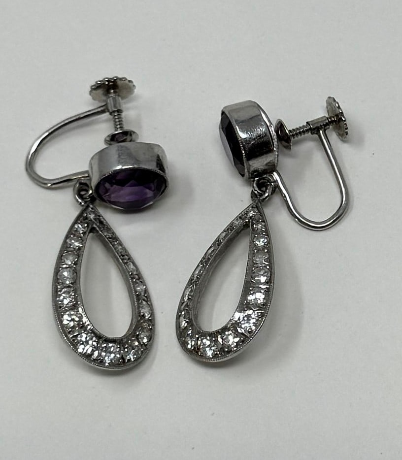 Amethyst and Diamond Drop Earrings (1 of 5)