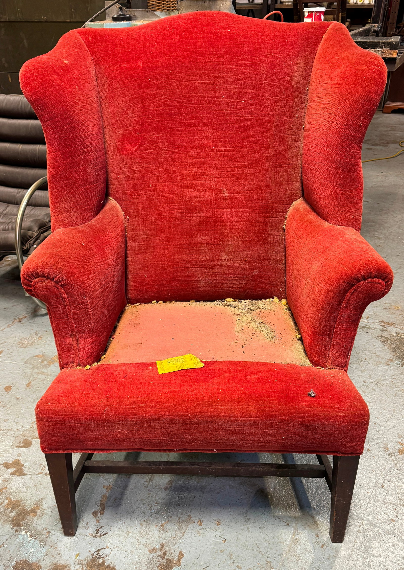 Wing Chair: Approx 34" wide, 18" to seat, 20 1/2" deep, 47 1/4" tall. NO SHIPPING !