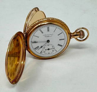 14k Gold American Waltham Ladies Pocket Watch: Watch is approx 1 1/2" in diameter. Weighs approx 32.57 dwt