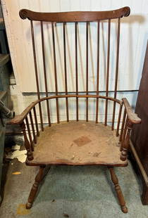 F Trumble Philadelphia Windsor Chair: Converted potty chair. Approx 25 1/2" wide, 15 1/4" to seat, 17" deep, 45" tall. No shipping