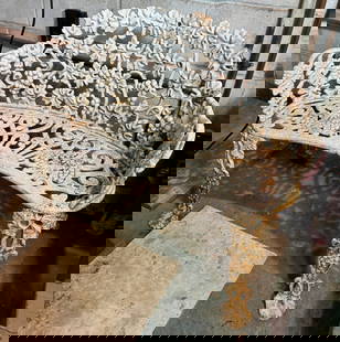 Cast Iron Garden Bench w/ Grape Motiff: Apprx 38 1/4" long, 15" to seat, 12" deep, 29" tall. No shipping ! Bring help to load