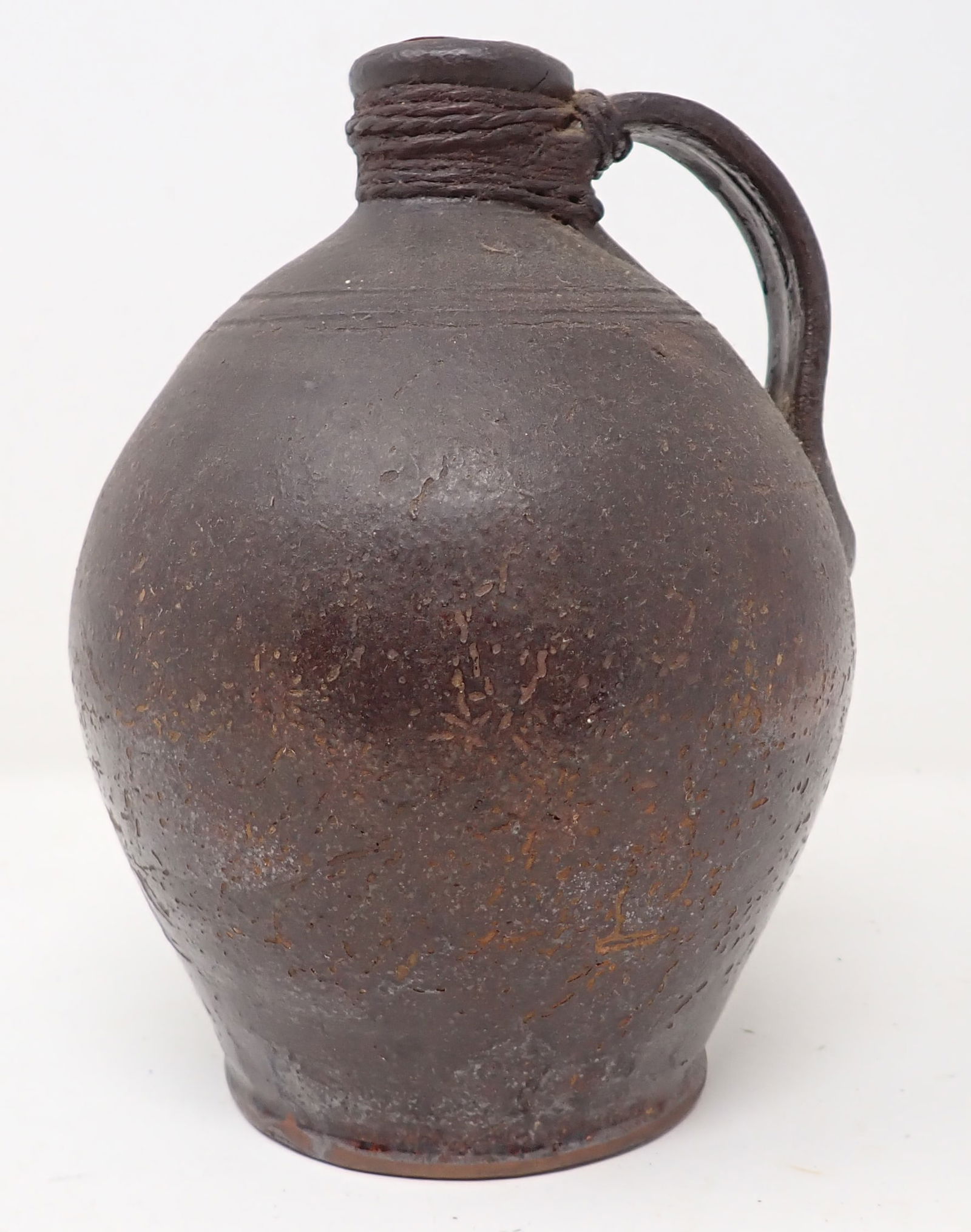 Redware Jug: Approx 5" in diameter and 7 1/2" tall