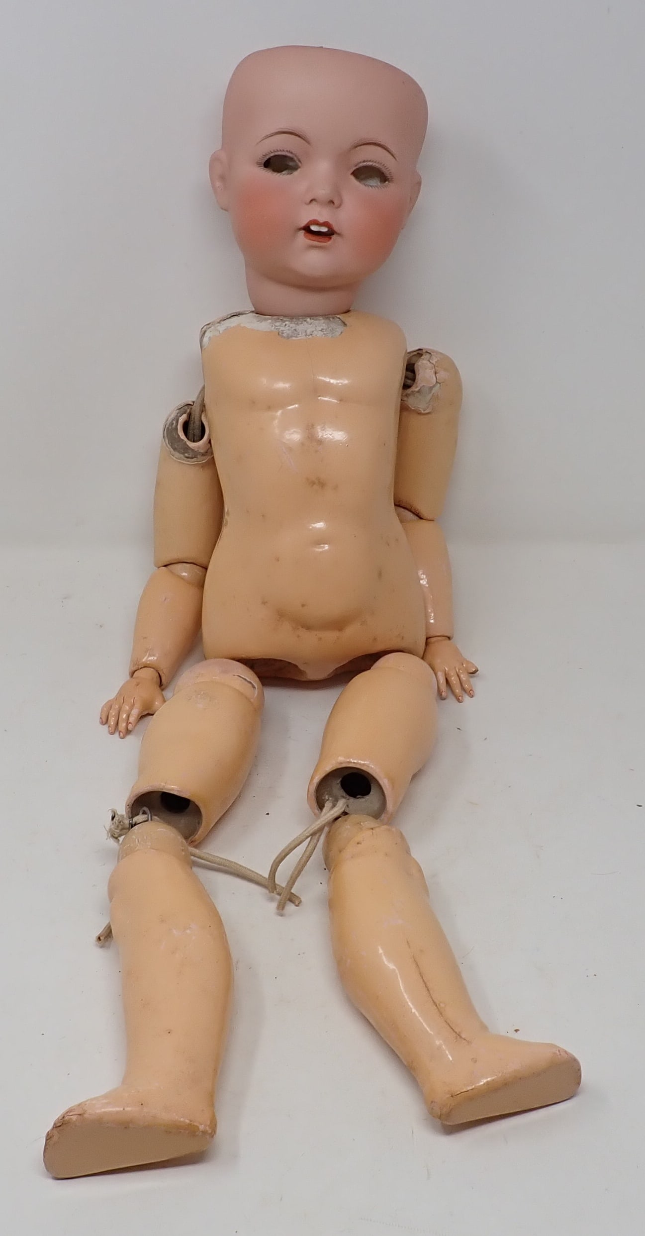 Fulper Bisque Head Open Mouth w/ Teeth Doll: Head is approx 4 3/4" long.
