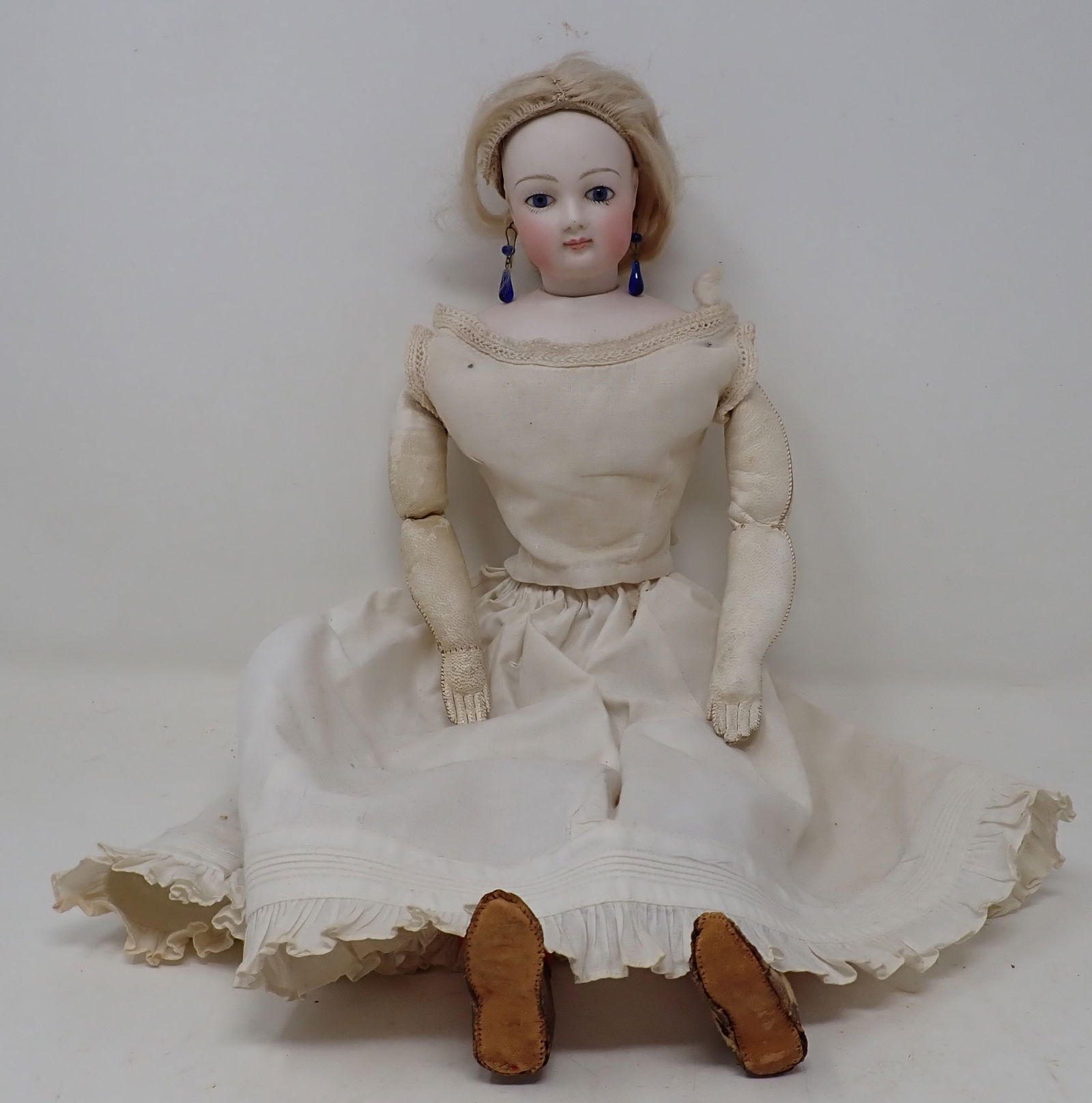 French Bisque Head Fashion Doll: Approx 16 3/4" long.