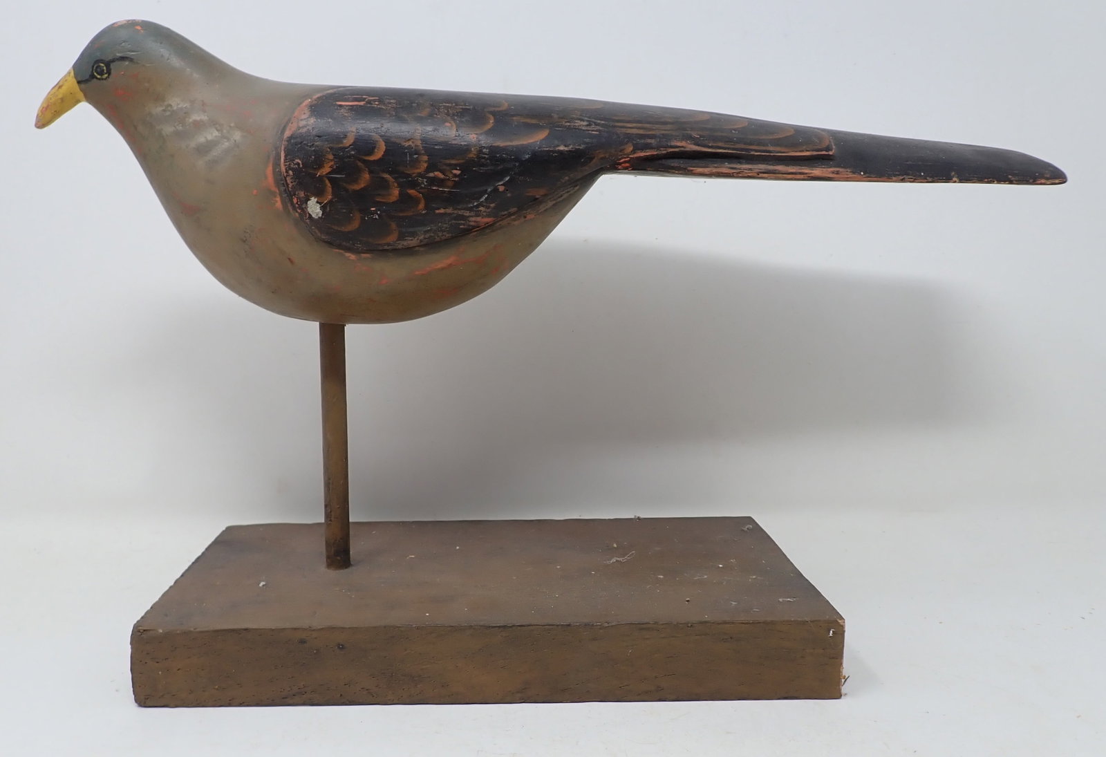 Wood Carved Pigeon: Approx 14" long and 9" tall