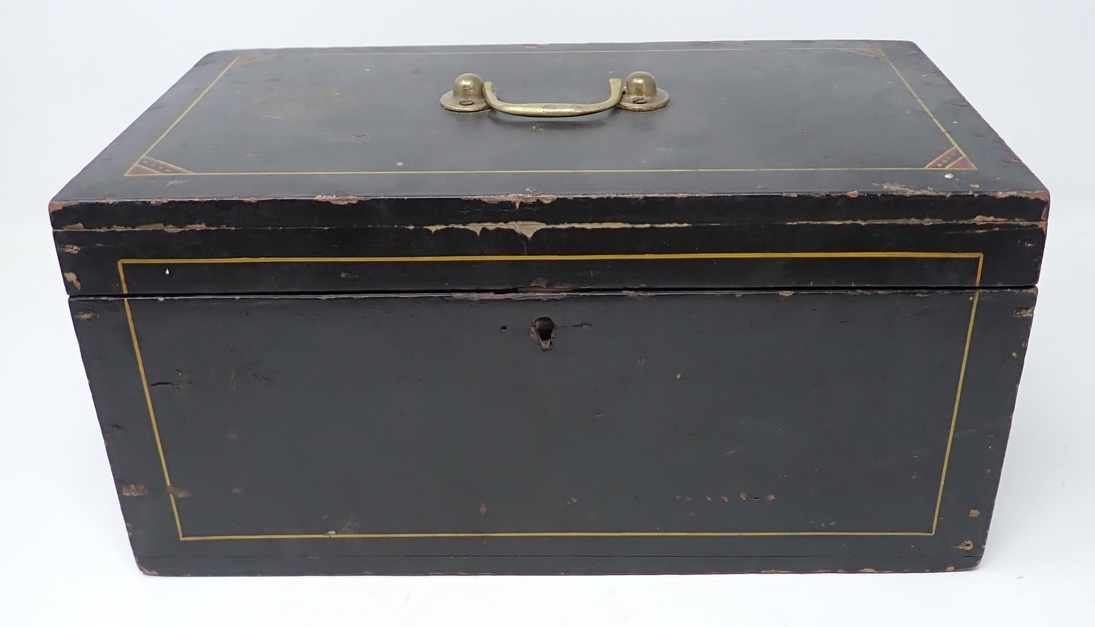 Wooden Painted Document Box: Approx 7" x 12" x 5 3/4" tall.