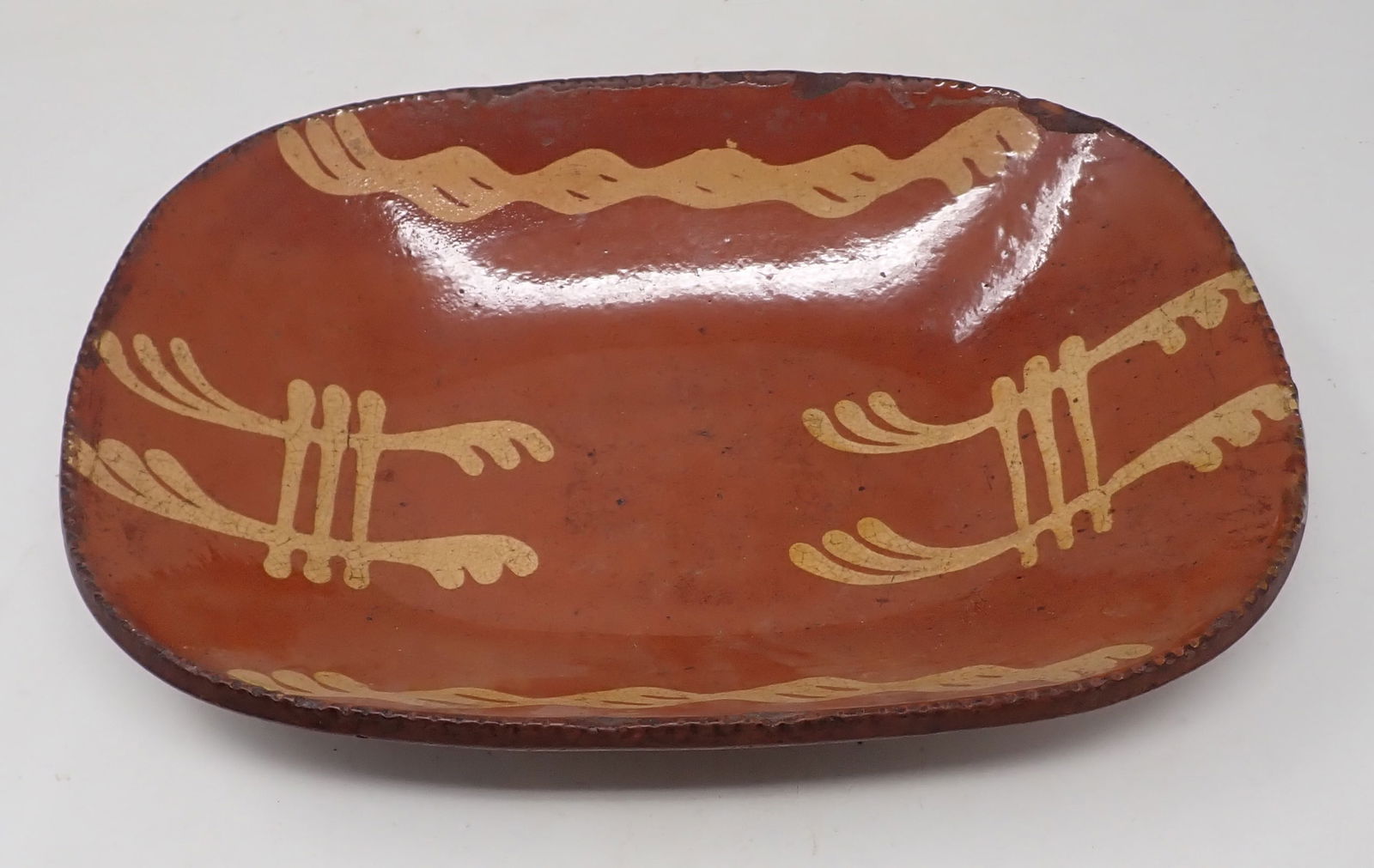 Slip Decorated Redware Loaf Plate (1 of 8)