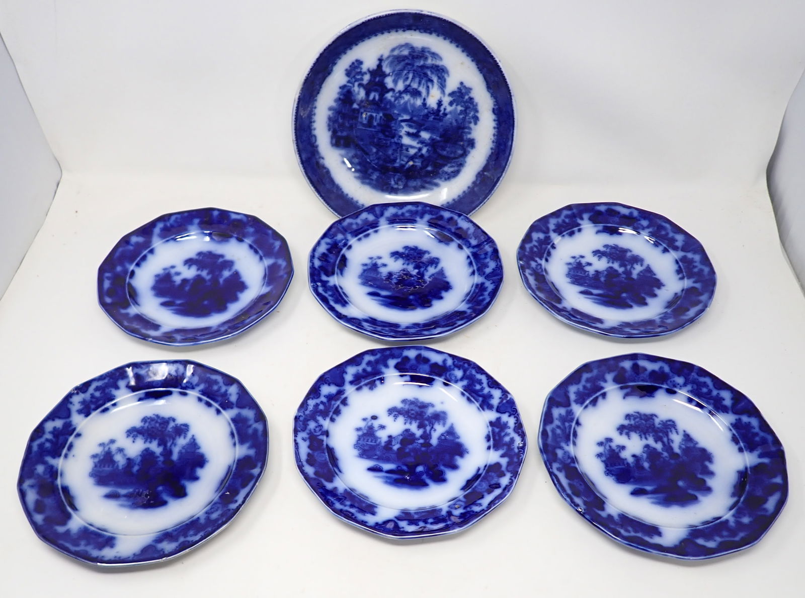 Flow Blue Bowl & Scinde Plates Oriental Stone Alcock (1 of 7)