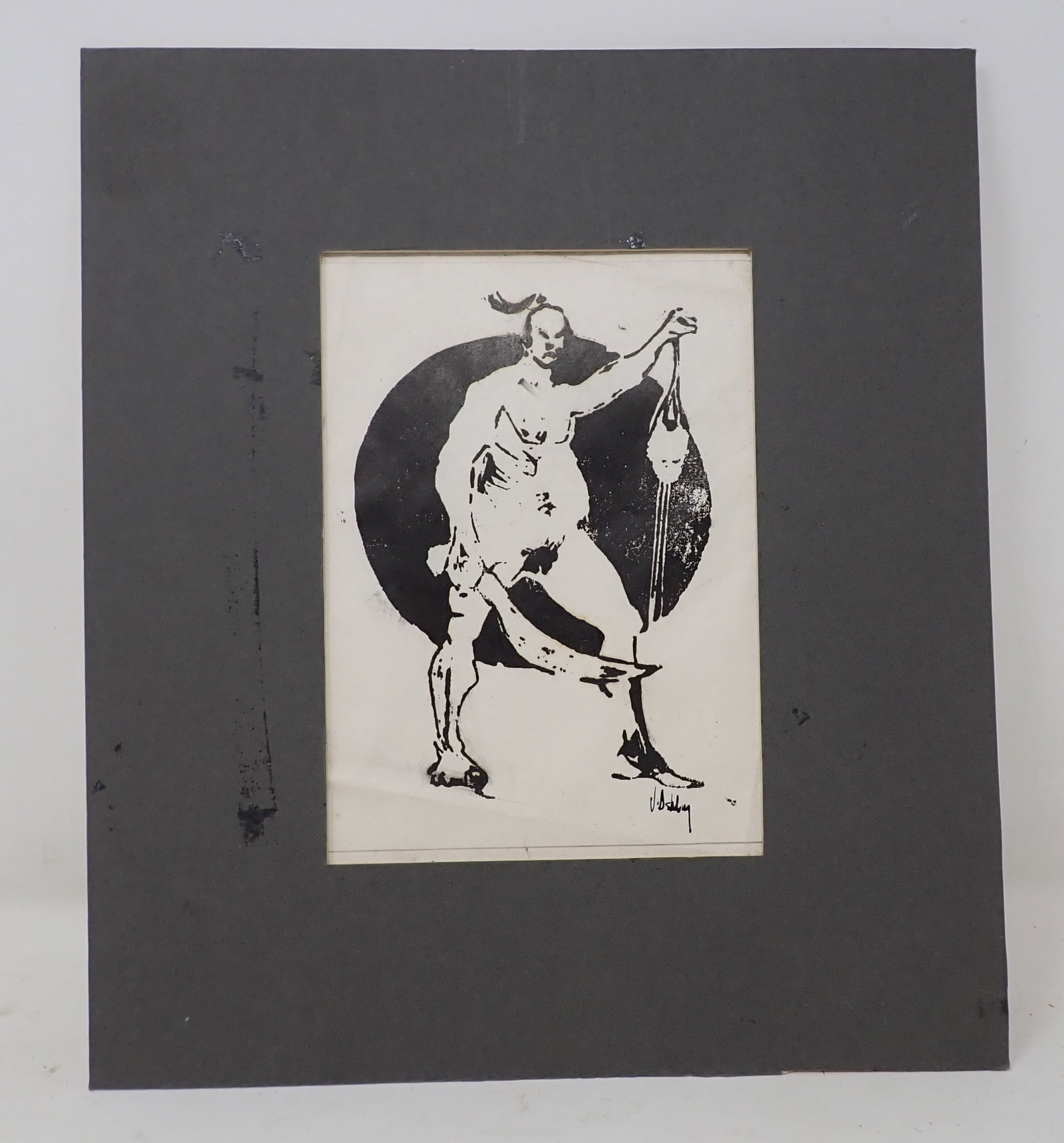 Signed Ink: Approx 8 1/2" x 9 3/4". Possibly signed J Ashley.