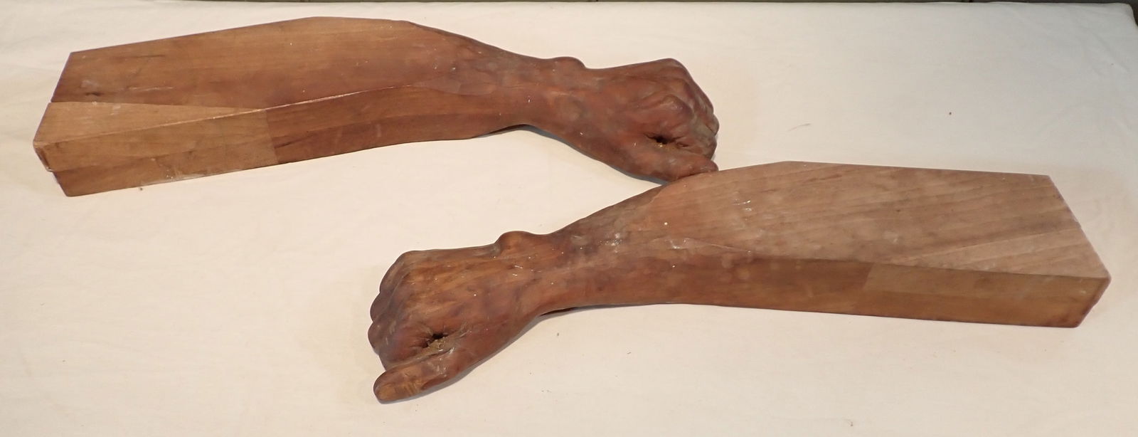 Pair of Folk Art Wood Carved Hands / Arms (1 of 9)